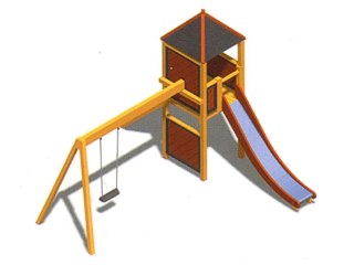 Kletterturm mit Schaukel und Rutsche
